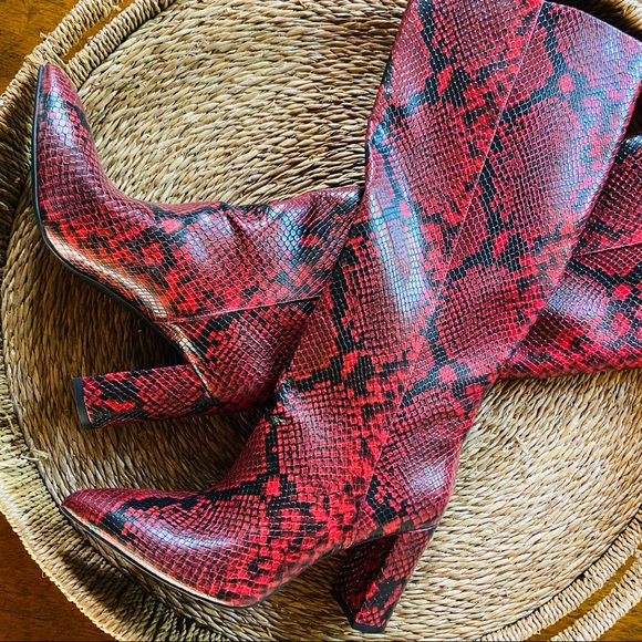 New INC Paiton red snake boots - Picture 3 of 8